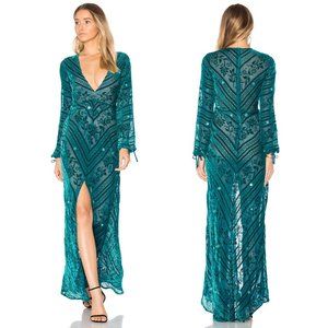 For Love and Lemons J'adore Maxi Dress Emerald M